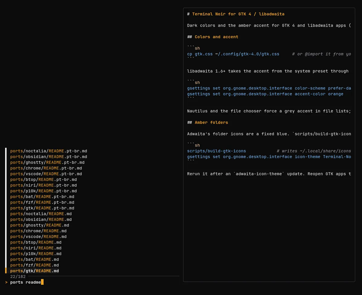 Terminal Noir for fzf