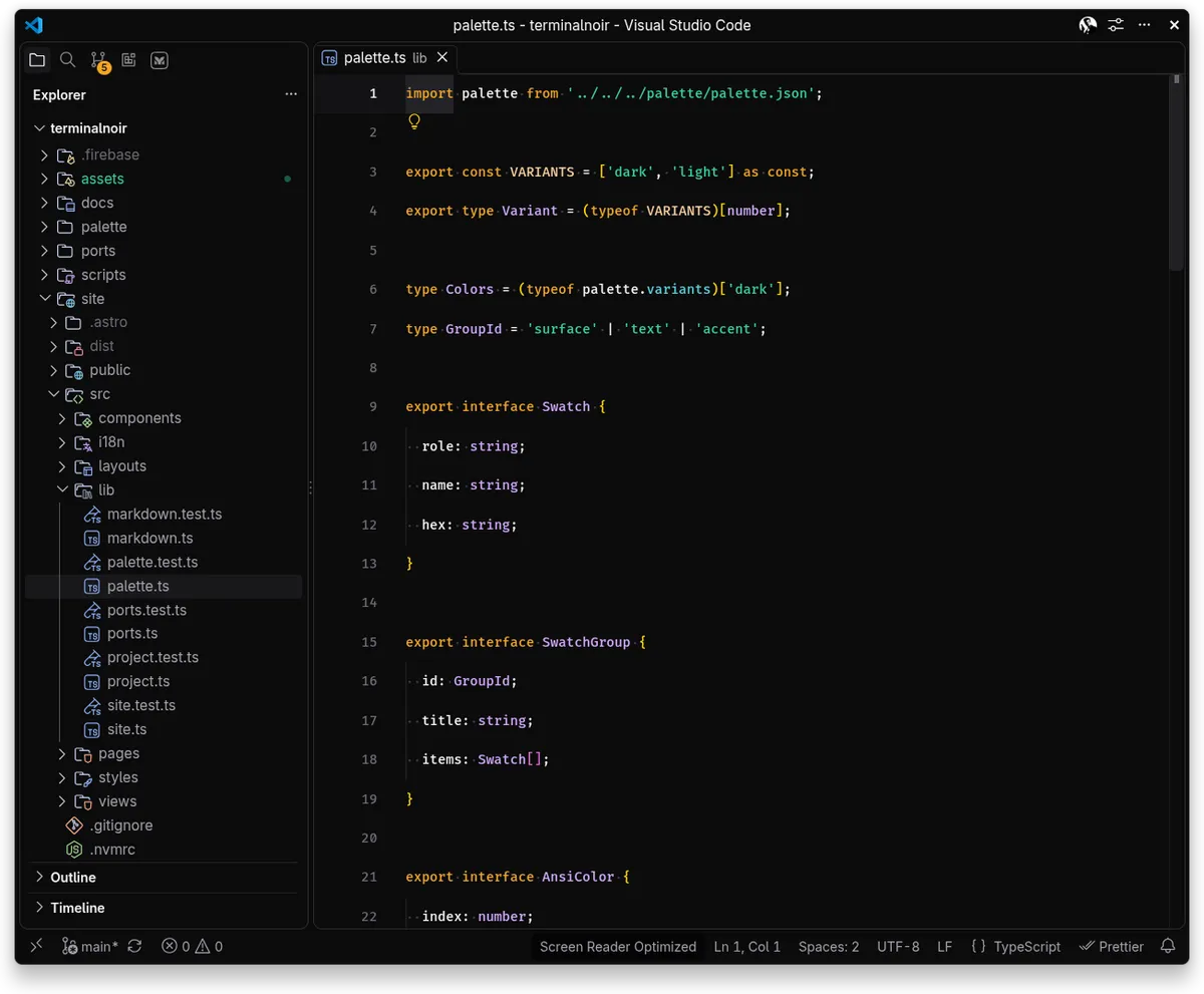 Terminal Noir for VS Code / Cursor